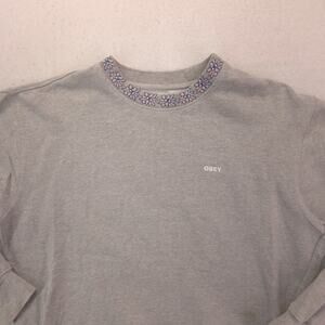 Obey Casual Long Sleeve Pullover Sweatshirt Womens Size Small S Gray